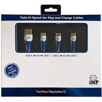 Набір зарядних кабелів для PS5(4m) Braided Fast Charge and Play Cable TWIN Pack (4 м Imp Tech)