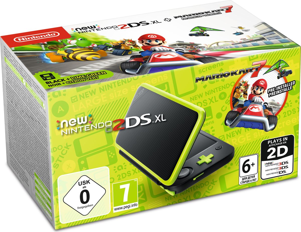 1 Игровая консоль New Nintendo 2DS XL с игрой Mario Kart 7 (цвет Lime Green)
