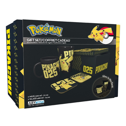 Подарочный набор Pokemon Glass Set Glow in the dark XXL (Abystyle, чашка, стакан и подстаканники)
