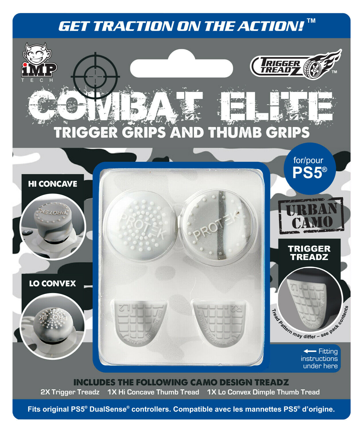 1 Накладки на триггеры джойстика DS5 Trigger Treadz Combat Elite (4 шт, Urban Camo)