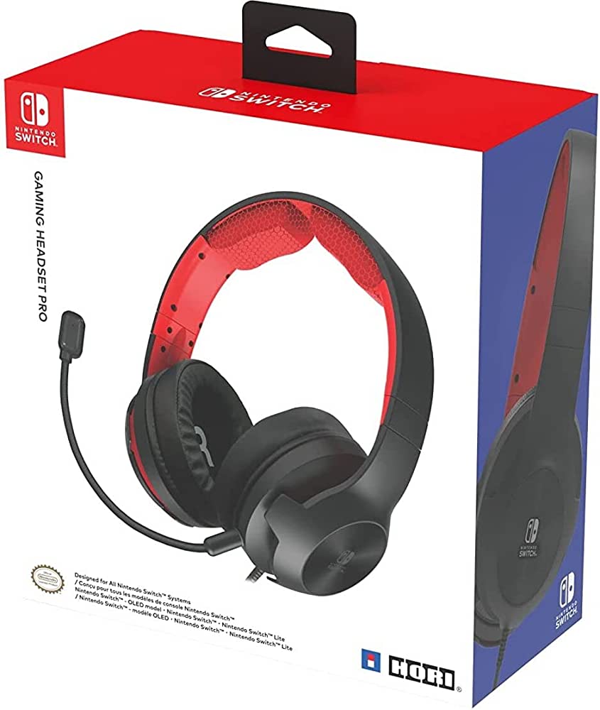 1 Наушники для Nintendo Switch Gaming Headset Pro (HORI, красно-черный)