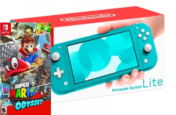 1 Игровая консоль Nintendo Switch Lite Turquoise Bundle (игра Super Mario Odyssey)