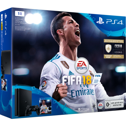 PlayStation 4 SLIM Bundle (1 Tb, FIFA 18, черный)